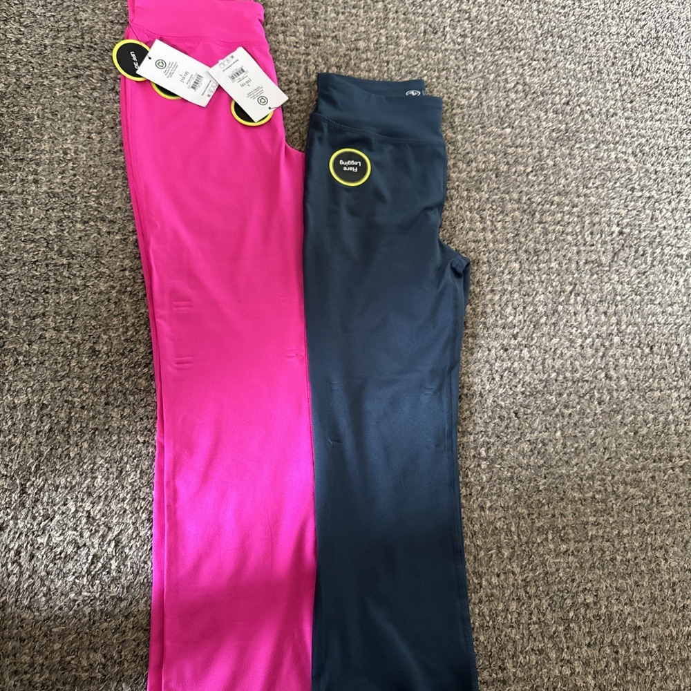 2 Pair Athletic Works Girls size L 10/12 PLUS Flare Leggings New
